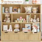 Homfa 7 Cube Toy Storage Organizer, Kids Geometric Bookcase and Bookshelf with 4 Drawers, White
