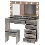 Ktaxon Large Makeup Vanity, Vanity Table Set w/ Visible Glass Top w/ Charging Station, White