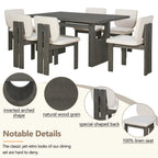 Harper & Bright Designs Farmhouse 7 Pieces Extendable Dining Table Set for 6, Solid Wood Kitchen Table with Butterfly Leaf and 6 Upholstered Chairs, Brown