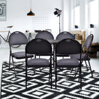 Costway Set of 6 Folding Chairs Fabric Upholstered Padded Seat Metal Frame Home Office Beige
