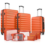 9 Piece Luggage Sets, Hard 20 24 28 inch Luggage with 6 Pieces Organize Bags Travel Suitcases Sets with Wheels, Rose