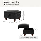 36'' Wide Blue Round Large Ottoman Tufted Coffee Table with Storage Wood Legs Home Living Room