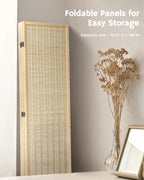 JOSTYLE 4-Panel Room Divider 6ft Tall Extra Wide Folding Privacy Screen with Diamond Double-Weave Divider for Room Separation Freestanding Red Brown