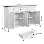 Homfa 55.1'' W Farmhouse Storage Cabinet, 4-Doors 2-Drawers Wood Sideboard with Adjustable Shelves for Kitchen Dining Room, White