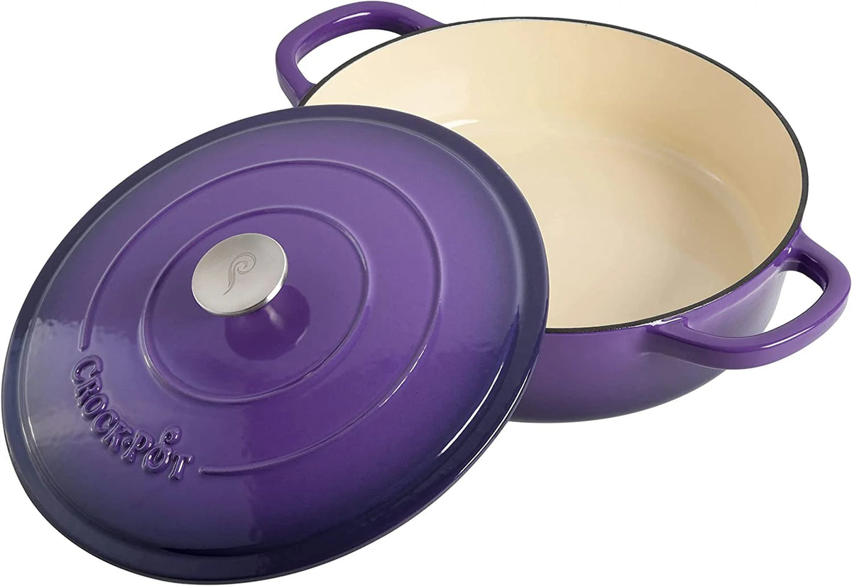 Crock-Pot Artisan 2 Piece 5 Quart Enameled Cast Iron Braiser with Lid in Lavender