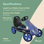 Hauck Speedster Pedal Go Kart w/ Adjustable Bucket Seat for Kids Ages 4 to 8, Fire Rescue