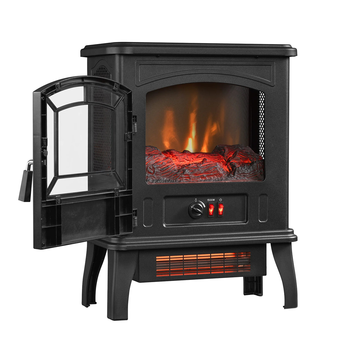 ClassicFlame 17.5"W Infrared Quartz Electric Stove Heater, Insignia Blue
