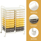 Costway 20 Drawer Rolling Storage Cart Tools Scrapbook Paper Office School Organizer Yellow