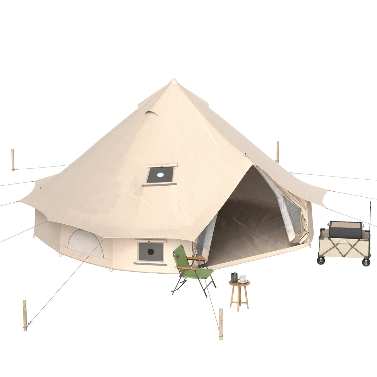 Dextrus Camping Tent with Stove Jacks & Windows for Outdoor Family Party, Camping, Picnic, Barbecue