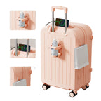 20" Expandable Luggage with Spinner Wheels+UBS+Cup Holder+Side Hooks ,ABS+PC,Multifunctional Suitcases with Wheels(BLUE)