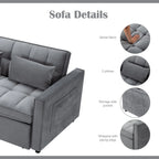 Gewnee 55'' Modern Convertible Velvet Sofa Bed with Pull-Out Twin Bed, Adjustable Backrest for Living Room, Office (Dark Gray)