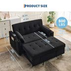 3 in 1 Convertible Sleeper Sofa Bed, Corduroy Futon Couches with Pull-Out Bed, Adjustable Backrest, Charging Port & Side Pockets, Modern Upholstered Sofa for Living Room, Guest Room