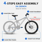 Mountain Bike 26 inch Wheels, 21-Speed Full Suspension Mens Womens Trail Commuter City Mountain Bike, Carbon Steel Frame Disc Brakes Thumb Shifter Front Fork Rear Shock Absorber Bicycles