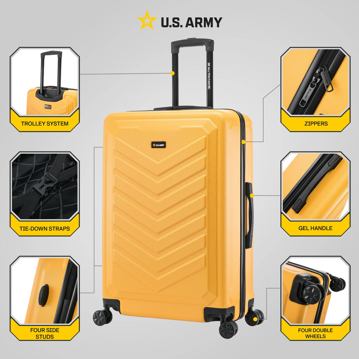 US ARMY FOX 28" Large Suitcase Black