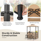 Spaco 3-Piece Patio Bar Set with A Heat-Resistant Tempered Glass Top, Grill Gazebo & 2 Bar Stools with Tempered Glass Bar Table, Bar Set for Outdoor, Brown