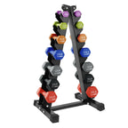HolaHatha Neoprene Dumbbell Weight Set with Rack (Black), 112.5 lb