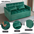 Gewnee 55'' Modern Convertible Velvet Sofa Bed with Pull-Out Twin Bed, Adjustable Backrest for Living Room, Office (Dark Gray)