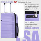 Tripcomp Hardside Luggage Set 3-Piece Set (21/25/29) Lightweight Suitcase 4-Wheeled Suitcase Set(Purple)