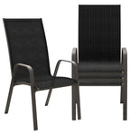 Patio Dining Chairs Set of 4, Outdoor Stackable Dining Furniture Set, All Weather Dining Set for Lawn, Garden, Backyard, Poolside, Black