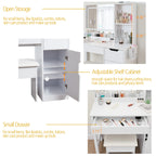Mainstays Get Ready with Me GRWM Deluxe 2-Piece Vanity and Stool with Lighted Mirror and USB Power, White Finish