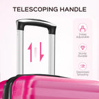 9 Piece Luggage Sets, Hard 20 24 28 inch Luggage with 6 Pieces Organize Bags Travel Suitcases Sets with Wheels, Rose