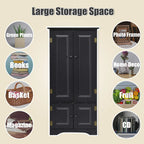 Costway Accent Storage Cabinet Adjustable Shelves Antique 2 Door Floor Cabinet Cream White
