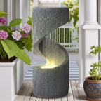Magic Union Outdoor S-Shaped Water Fountain, Spiral Waterfall Indoor Fountain Outside Garden Decor with LED Lights & Pump, Curved Patio Resin Fountains for Yard, Deck, Porch and Home Decorations