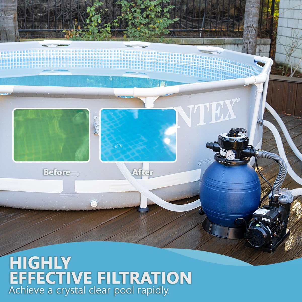 XtremepowerUS 13" Sand Filter Pump, 2400 GPH Xtreme Power Pool Pump for Above Ground Pools, .75HP