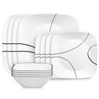 Corelle Simple Lines 12-Piece Square Glass Dinnerware Set (Service for 4)