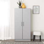 Prepac Adjustable Shelves Cabinet - Functional Tall Garage Table, 16"D x 32"W x 65"H Freestanding Garage Cabinet with 2-Doors, Light Gray - GES-3264