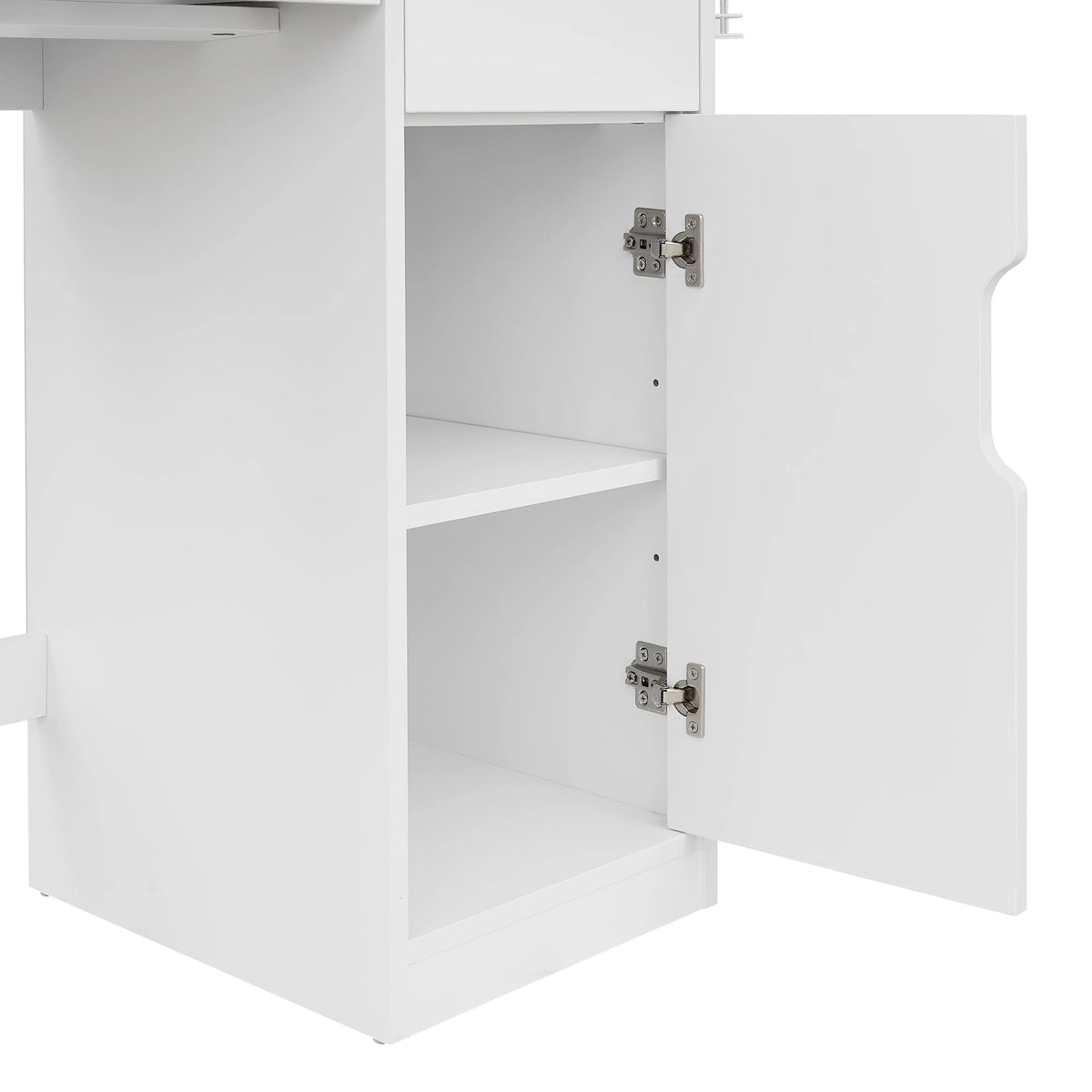 Mainstays Get Ready with Me GRWM Deluxe 2-Piece Vanity and Stool with Lighted Mirror and USB Power, White Finish