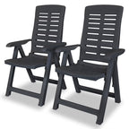 vidaXL Reclining Patio Chairs Outdoor Stack Dining Chair with Armrest Plastic