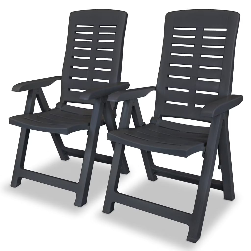 vidaXL Reclining Patio Chairs Outdoor Stack Dining Chair with Armrest Plastic
