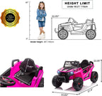 TOBBI 12V Kids Electric off-Road UTV Truck Car Battery Powered Ride on Toys for Girls with LED Headlights, Music, Horn