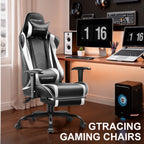 GTRACING Gaming Chair, Ergonomic Office Desk Chair with Lumbar Support, PU Leather, Footrest & Adjustable Headrest, Red
