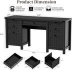 FIAKOA 45"Executive Desk, Modern Farmhouse Computer Desk with Drawers & Cabinet, White Home Office Desk Writing Workspace for Work Study