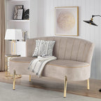Andeworld Upholstered Small Sofa Couch Modern Loveseat Accent Ottoman Bench Bed Bench Entryway Bench with Backrest for Living Room Bedroom Beige
