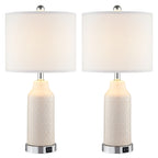 Cinkeda Table Lamp Set of 2 for Living Room Bedroom with USB Ports AC Outlet 3 Way Dimmable Touch Nightlight Farmhouse White Floral Nightstand Bedside Lamps