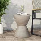 GDF Studio Attola Outdoor Lightweight Concrete Side Table, Light Gray