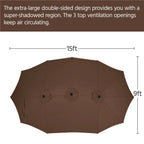 Topeakmart 13ft Patio Parasol Canopy with Crank, Tan