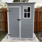 Lofka Resin Outdoor Storage Shed,5'x3' Storage Shed, Plastic Shed with Thick Resin Floor, Gray and White