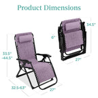 Best Choice Products Oversized Zero Gravity Chair, Folding Recliner w/ Removable Cushion, Side Tray - Fossil Gray