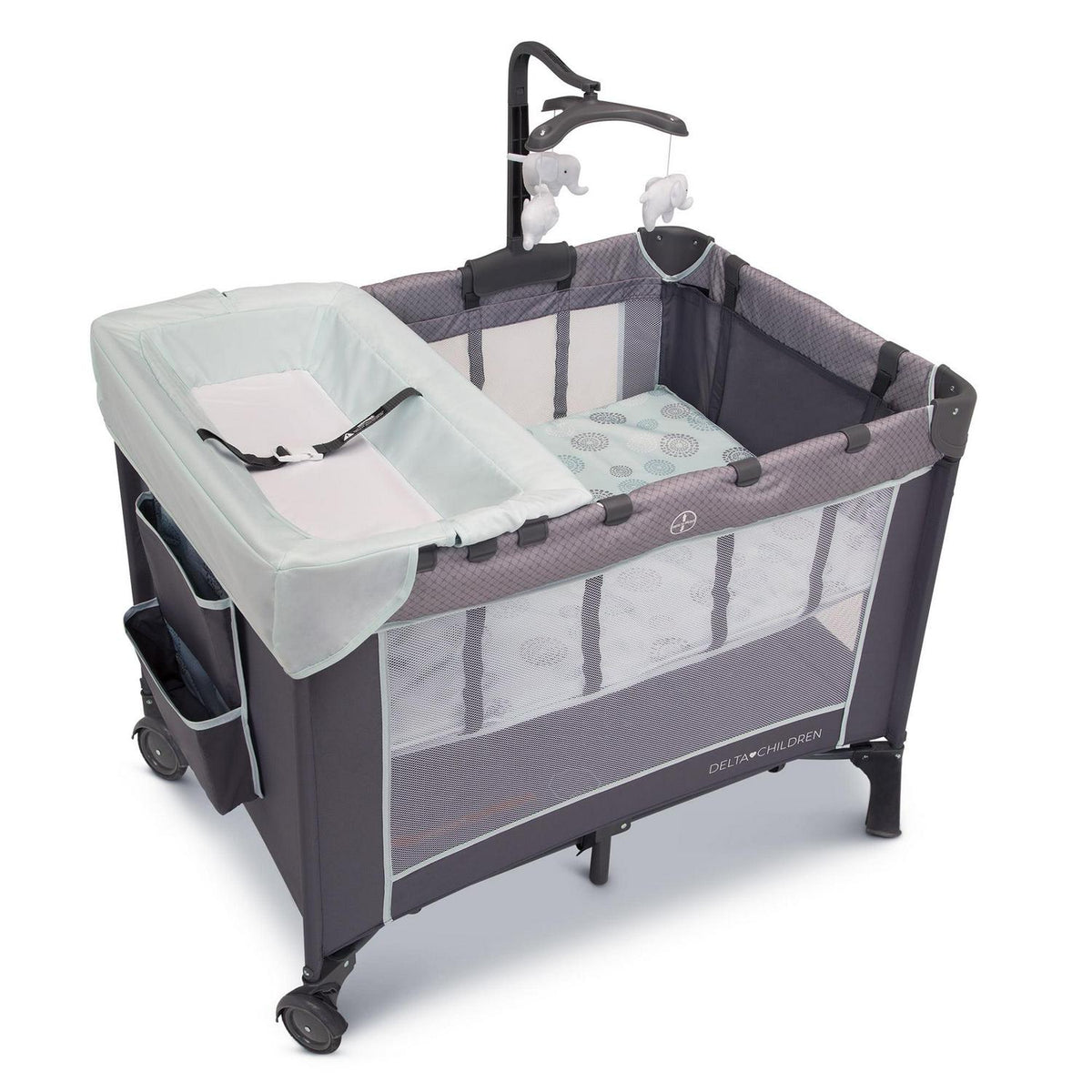 Delta Children LX Deluxe Portable Baby Play Yard With Removable Bassinet and Changing Table. Eclipse