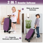 Advwin Scooter Luggage for Kids & Adults, Hardside Ride on Suitcase for Kids Ages 4-15 Multifunctional Lightweight Foldable Carry on Luggage with Wheels Ride on for Children Teenagers, Pink