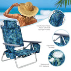 Costway 2-Pack Folding Backpack Beach Chair Table Set 5-Position Outdoor Reclining Chair Pink