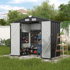 Clouddwell 6 ft. x 4 ft. Outdoor Storage Shed, Metal Garden Shed with Lockable Doors & Sloped Roof for Backyard, Patio, Poolside