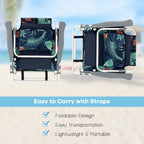 Costway 2-Pack Folding Backpack Beach Chair Table Set 5-Position Outdoor Reclining Chair Pink