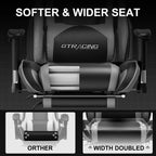 GTRACING Gaming Chair, Ergonomic Office Desk Chair with Lumbar Support, PU Leather, Footrest & Adjustable Headrest, Red