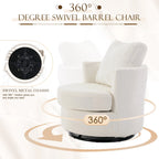 Muumblus Chenille Swivel Accent Chair, Barrel Chair Comfy Round Armchair Sofa Chair Sherpa Chair for Living Room & Nursery, Beige