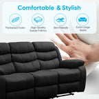 MUZZ Modern Reclining Sofa ,3-Seater Recliner Sofa with Cup Holders, Flip-Up Storage, Reversible Backrest and Footrest, Gray